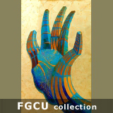 HIGH FIVE. 
24"x48" acr.canv./ glass bead mosaic./gold leaf. Collection of FGCU