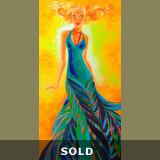 SUNSHINE COLLECTION: SUN PALM DRESS 18"x36" acr./canv./glass bead mosaic SOLD