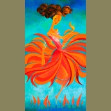 DANCING IN THE WARM BREEZE 20"x36" acr/canv/glass bead mosaic