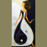 YIN-YANG GLAMOUR 
18"x36" acr/canv/glass bead mosaic/silver leaf
